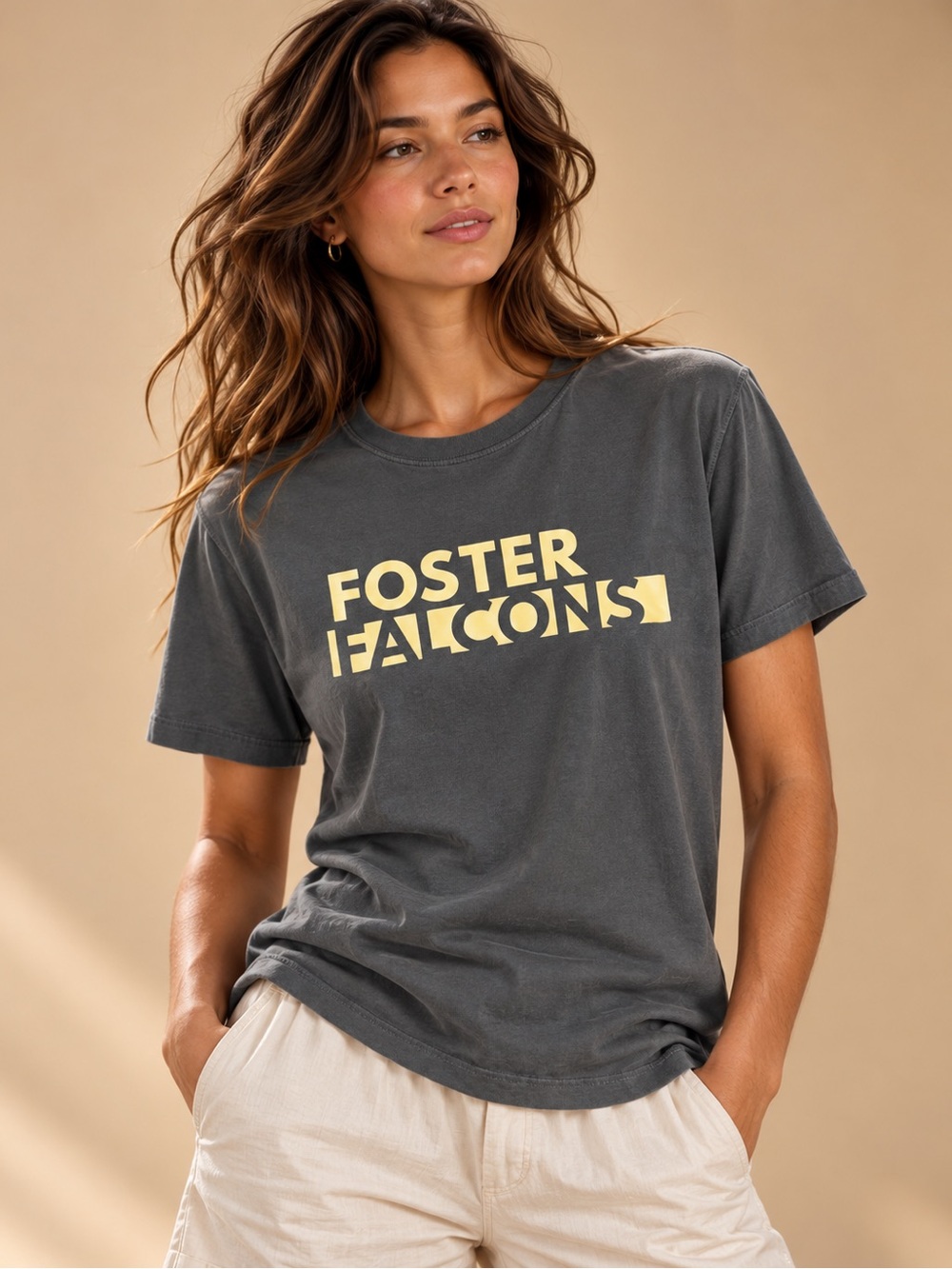 Comfort Colors Foster Falcons Graphic T-Shirt Charcoal Spirit Tee L